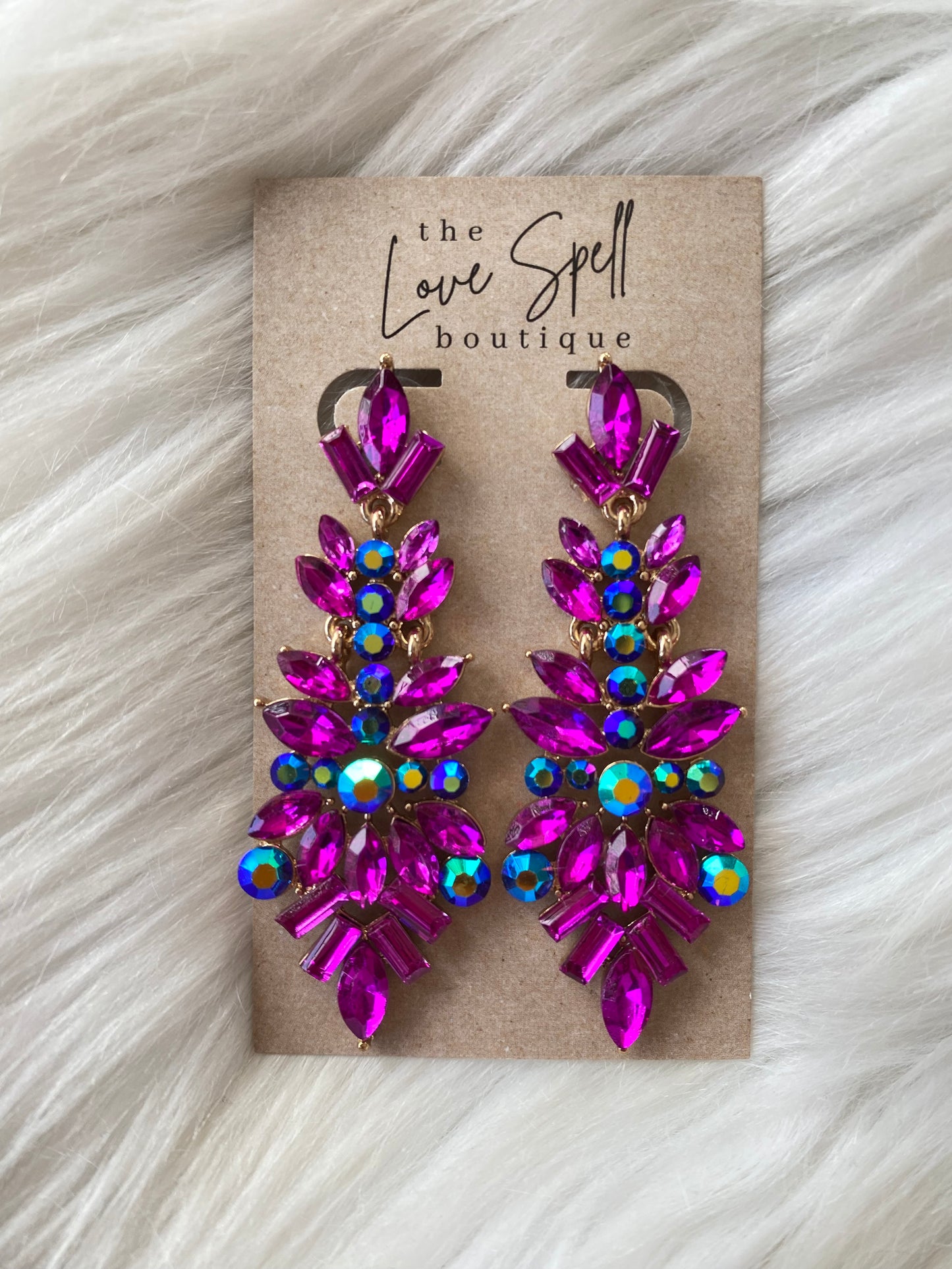 Gemstone Cluster Earrings - Purple
