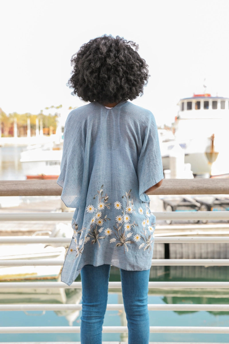 Spring Daisy Kimono - Chambray