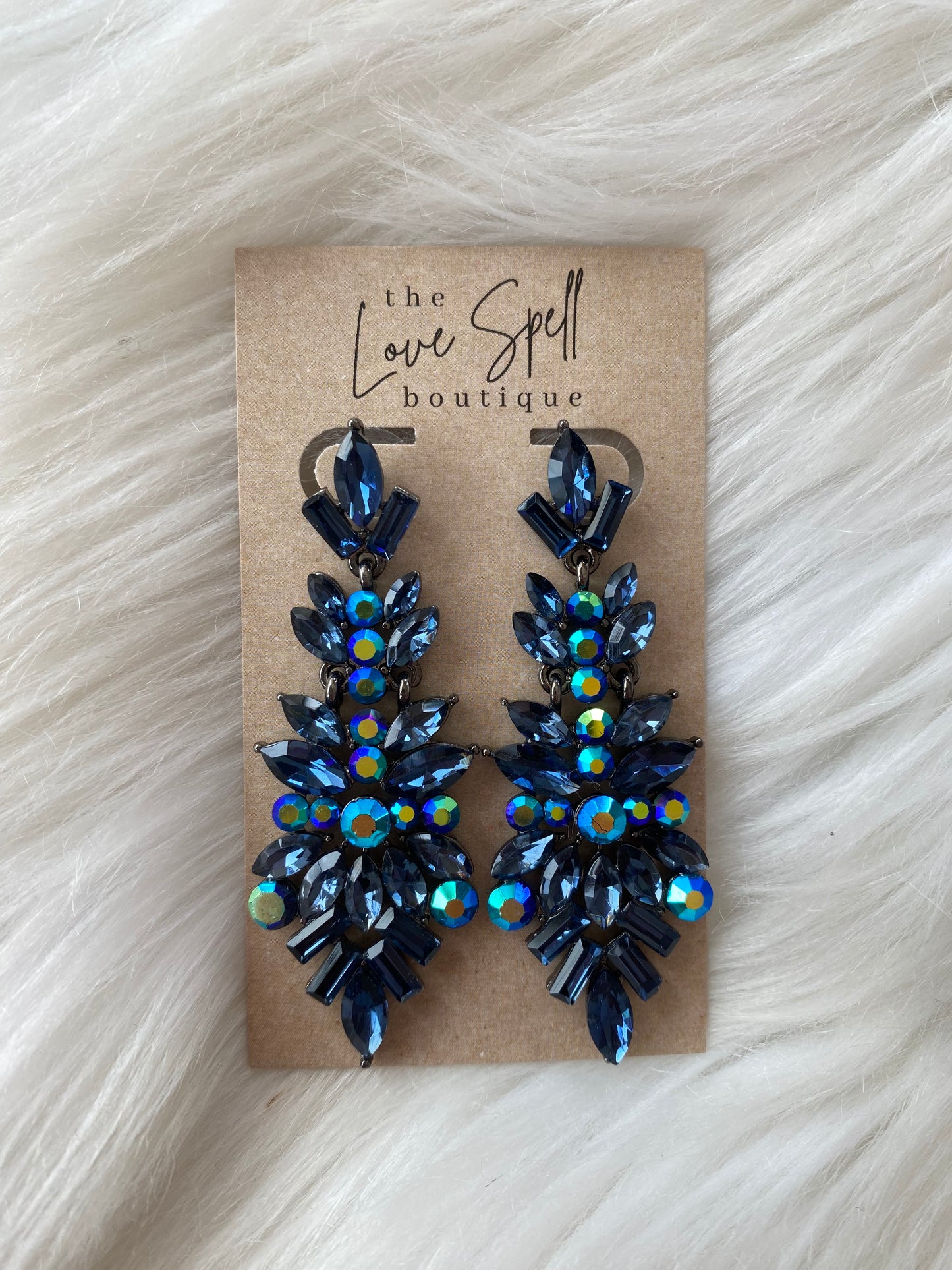 Gemstone Cluster Earrings - Blue