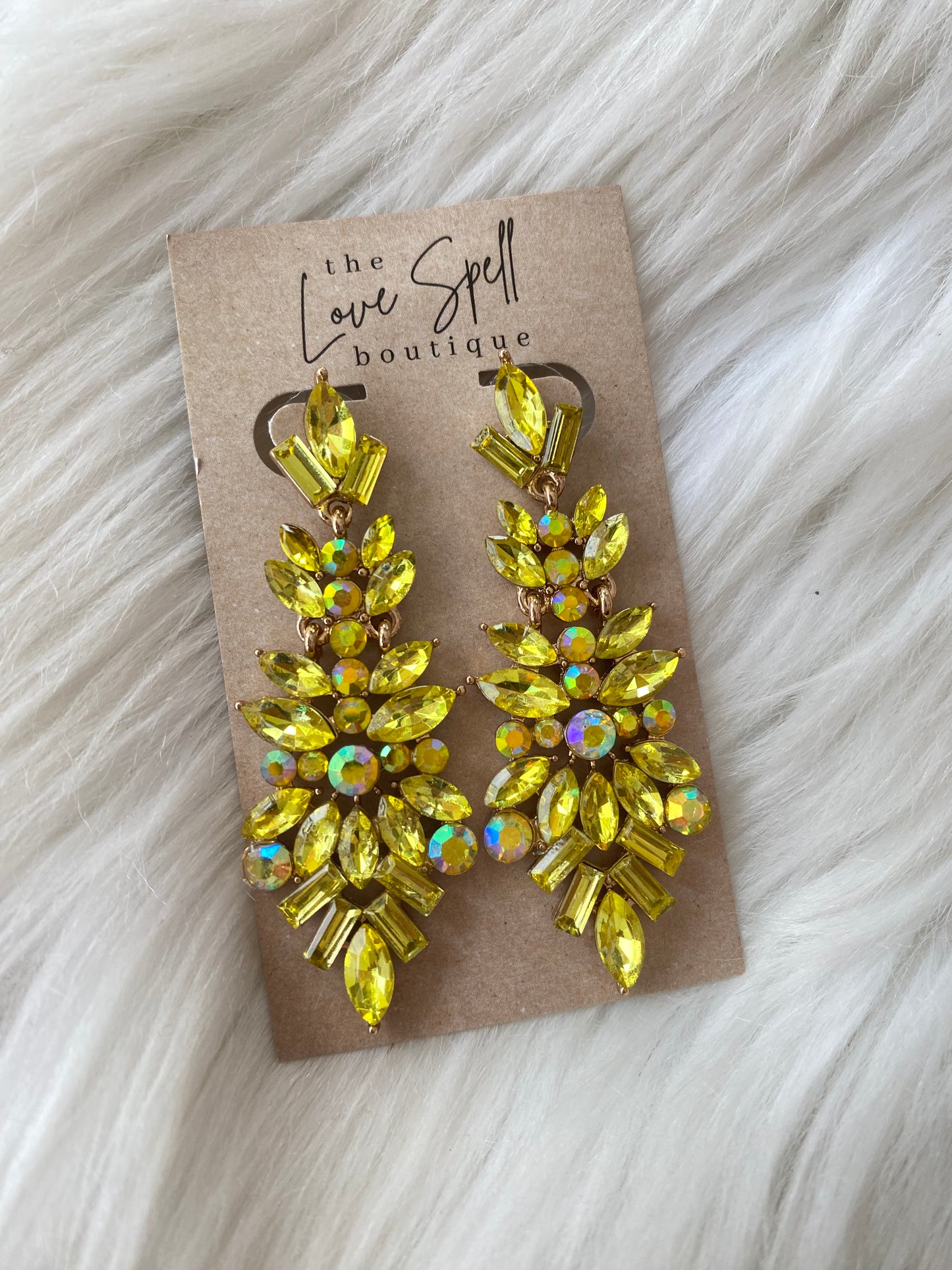 Gemstone Cluster Earrings - Yellow
