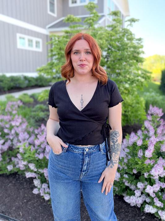 Rosalie Wrap Top - Black