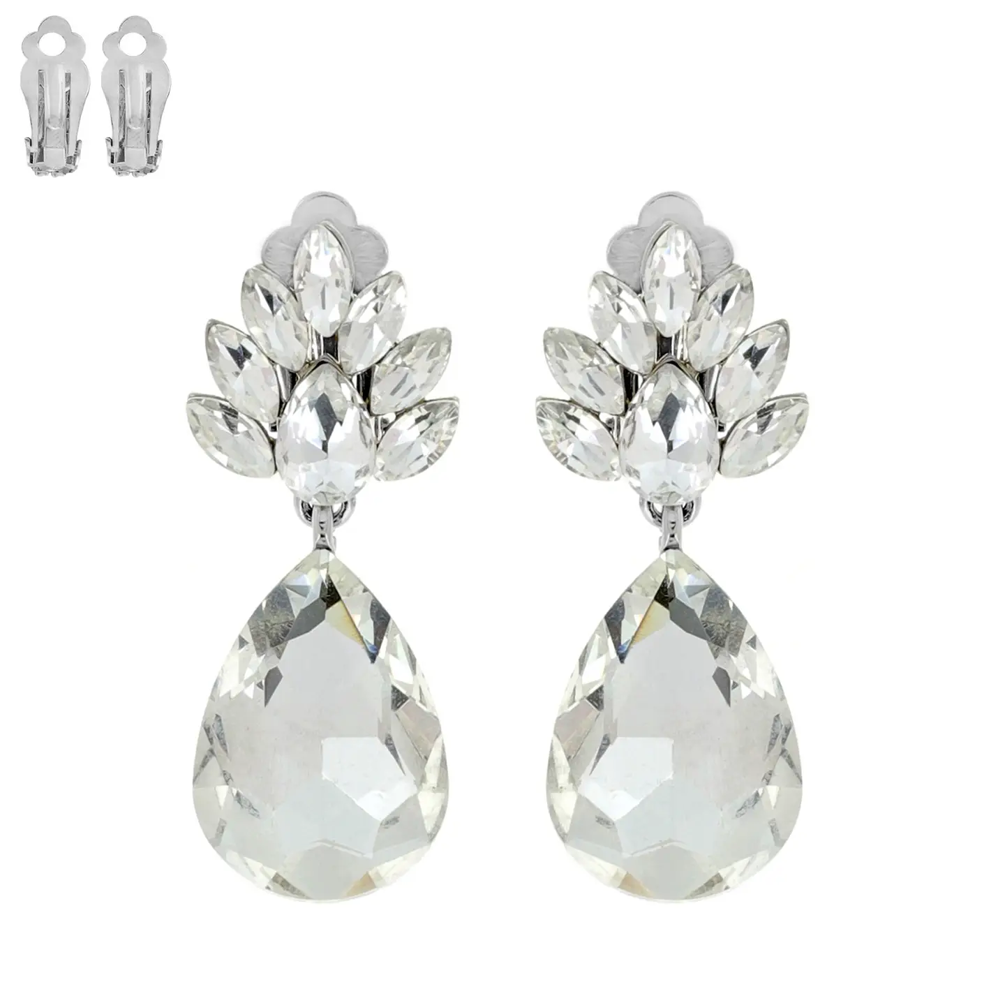 Jewel Drop Clip-On Earrings