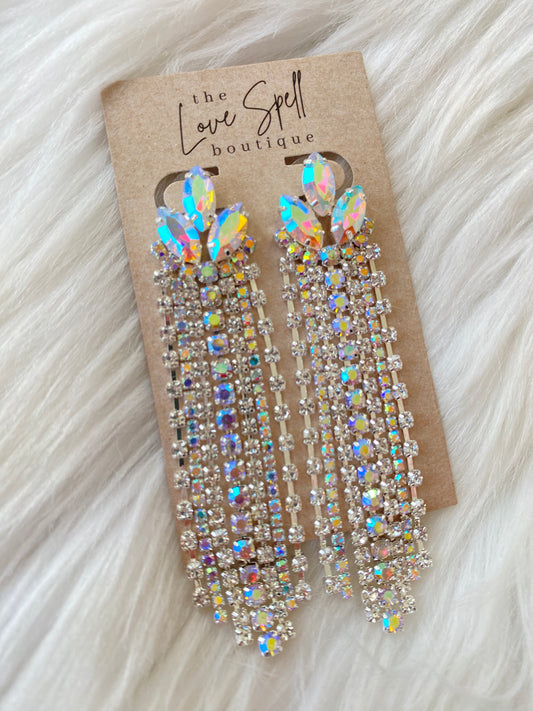 Petal Cluster Earrings - AB Stones