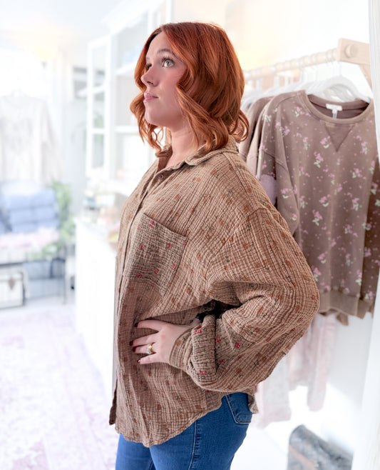 Mocha Meadow Button Down Shirt