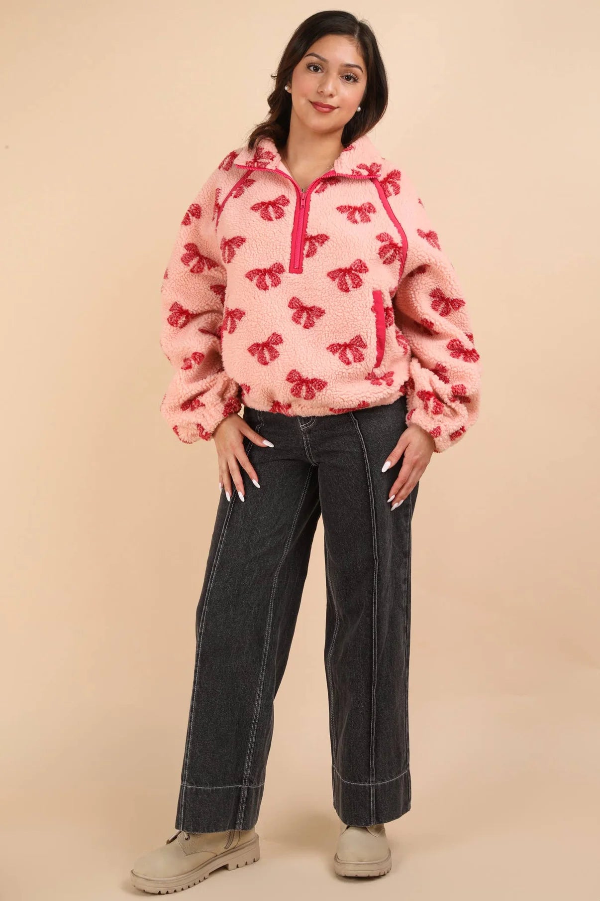 BOWS & BOWS Quarter Zip - Pink