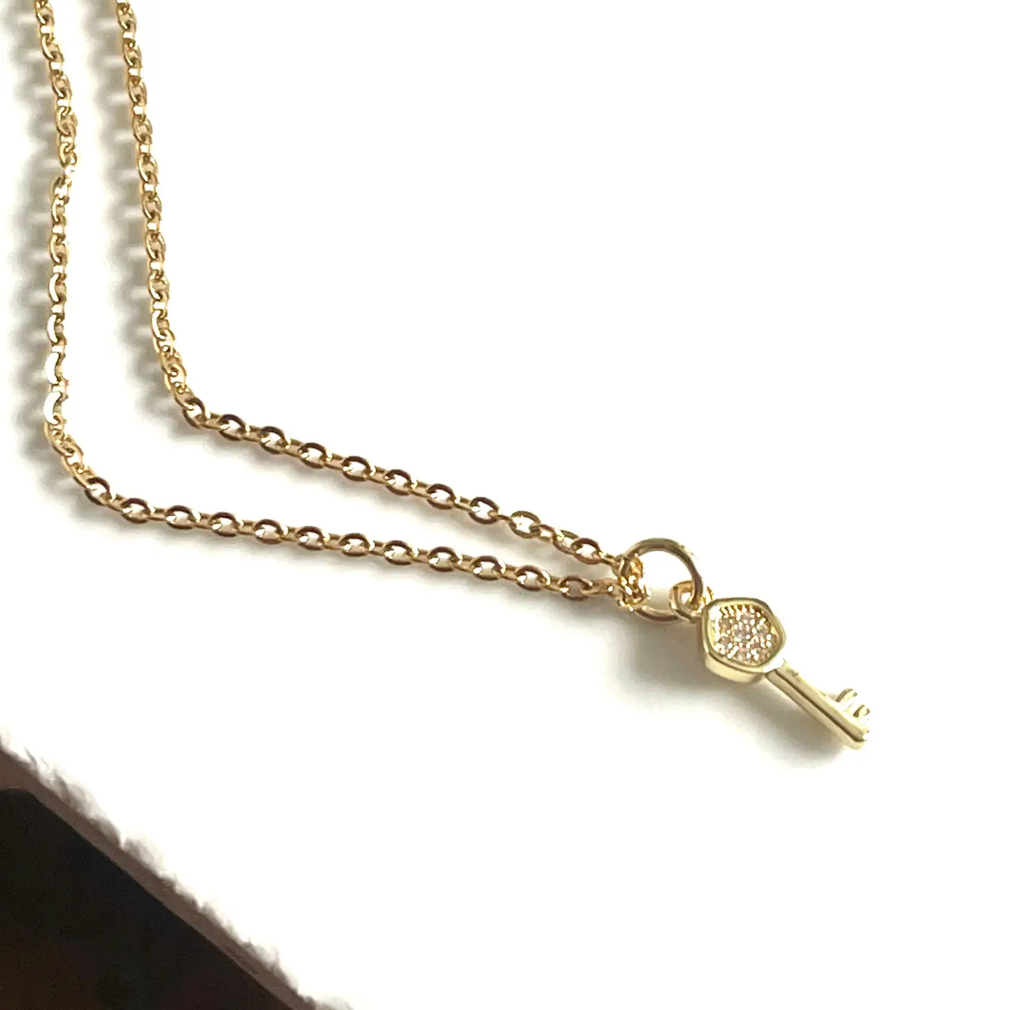 Tiny Gold Key Necklace